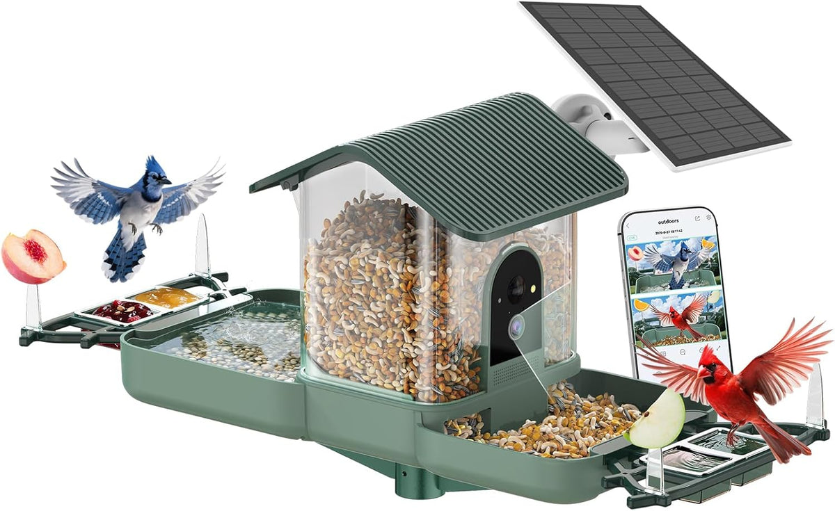 KUIKEO Smart Bird Feeder and Bath 2-in-1 with Dual 2K HD Cameras