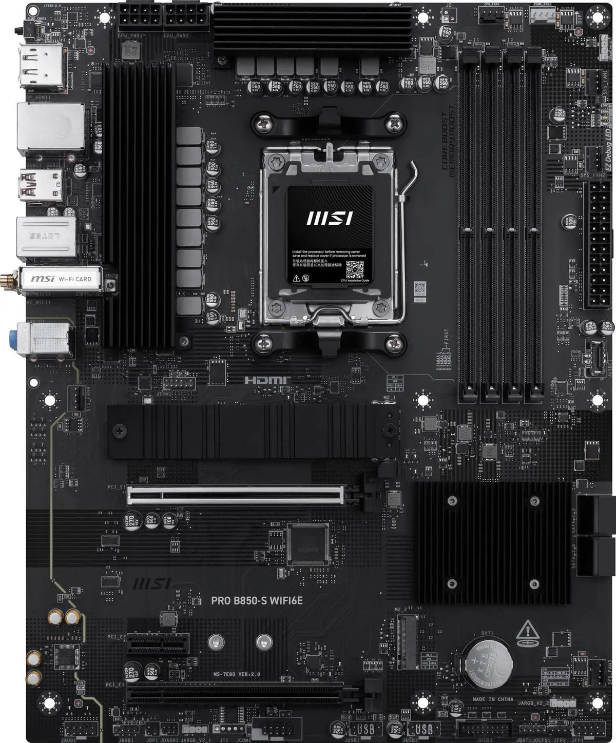 Close up of the 12 plus 2 plus 1 power phase duet rail system and dual 8 pin CPU connectors on MSI motherboard