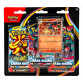 Pokemon TCG Mega Evolution Chaos Rising 3 Pack Blister packaging showing cards and promo card