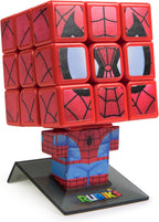 Rubik's Cube Spider-Man Cuber fully solved and mounted on its official character display body and stand