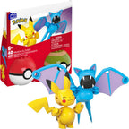 MEGA Pokemon Pikachu and Zubat building toy set 40 pieces assembled on desert base