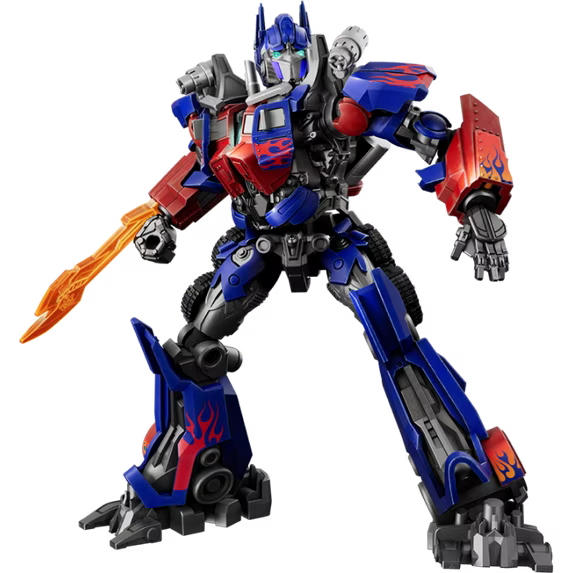 Close up of the glowing chest and eye features on the assembled Blokees Optimus Prime brick model