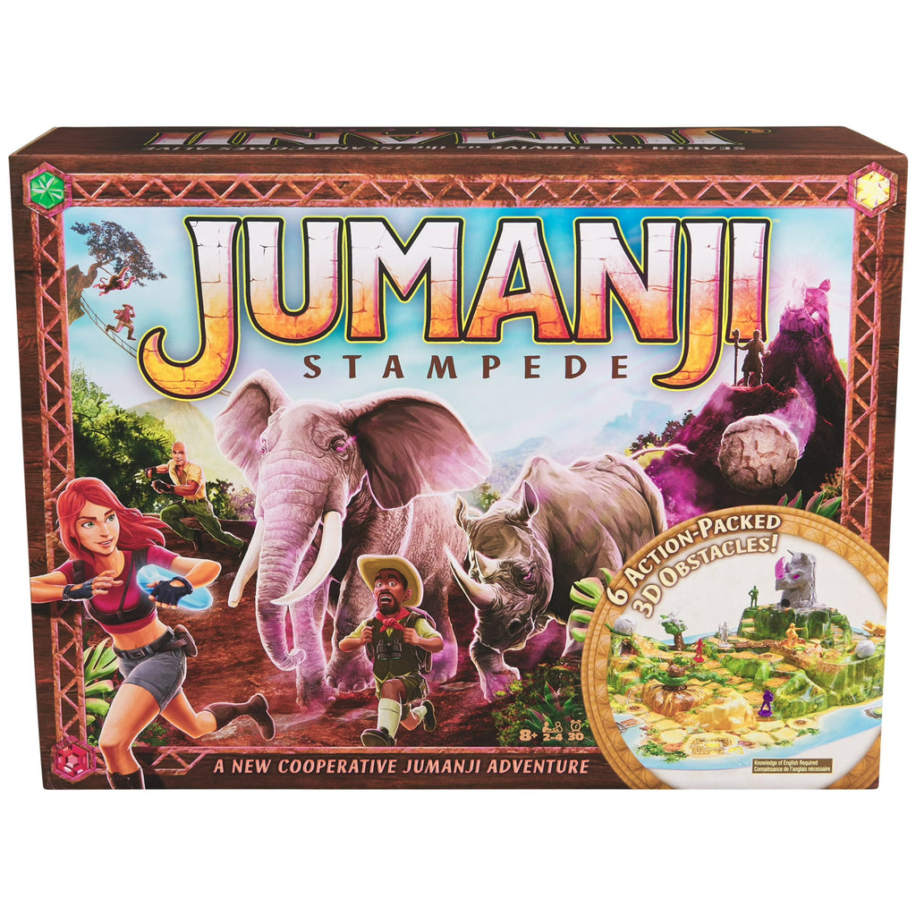 Spin Master Jumanji Stampede 3D cooperative board game full components and constructed island layout