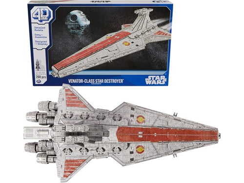 4D Build Star Wars Venator Class Republic Attack Cruiser Deluxe 3D model kit fully assembled on display stand