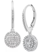 Diamond concentric circle leverback drop earrings 1/4 ct. t.w. in sterling silver front view on white background