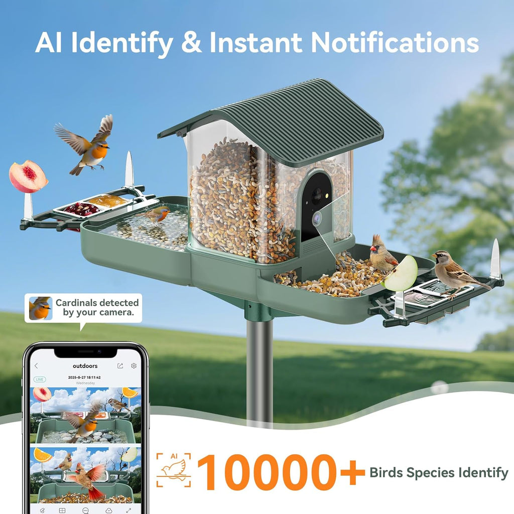 KUIKEO Smart Bird Feeder and Bath 2-in-1 with Dual 2K HD Cameras