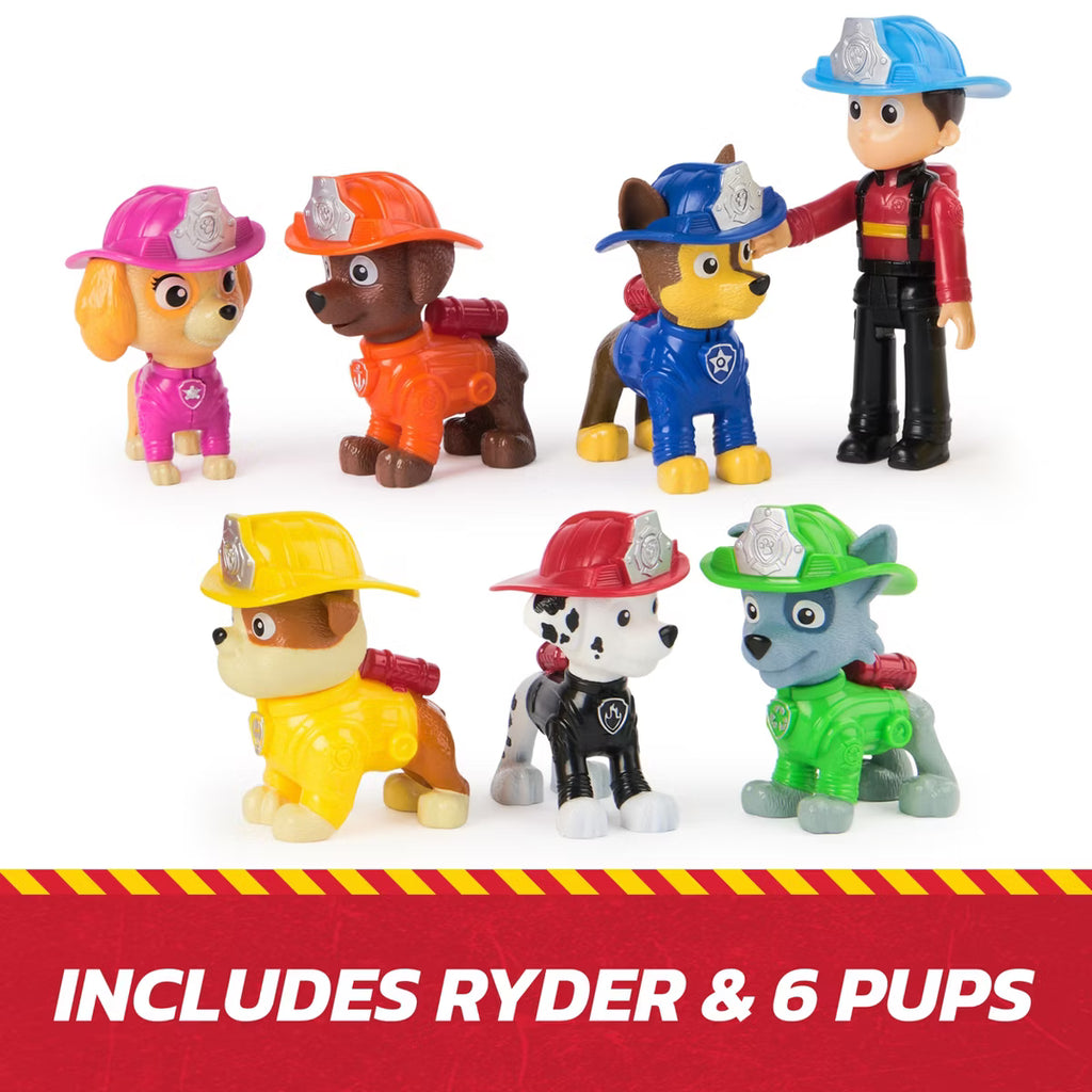 PAW Patrol Fire Rescue Team Pack - 7-Piece Collectible Toy Figures Gift Set Featuring Ryder, Chase, Marshall, Skye, Rubble, Rocky & Zuma for Kids Ages 3+