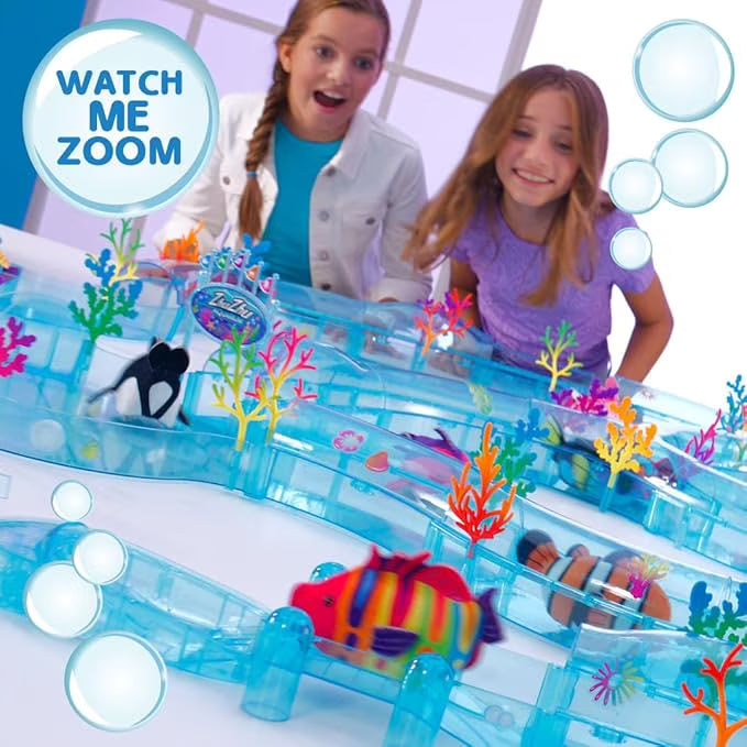 Official colorful retail packaging box for Zhu Zhu Aquarium Coral Reef playset
