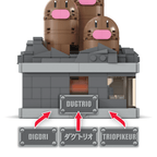 MEGA Pokemon Dugtrio building set showcasing stone base details and mechanical parts