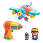 Pilot Bolt Buddy figure and goose co-pilot next to translucent bolts and toy wrench tool