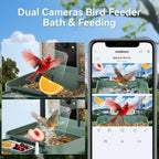 KUIKEO Smart Bird Feeder and Bath 2-in-1 with Dual 2K HD Cameras