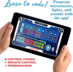 Close up of the manual button coding keypad on top of the Thames and Kosmos Junior robot head
