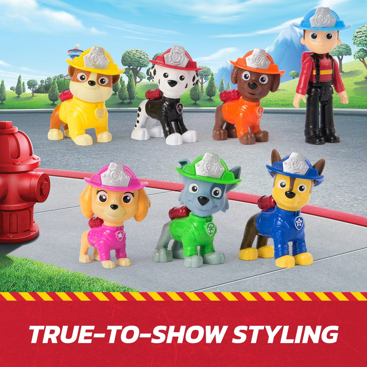 PAW Patrol Fire Rescue Team Pack - 7-Piece Collectible Toy Figures Gift Set Featuring Ryder, Chase, Marshall, Skye, Rubble, Rocky & Zuma for Kids Ages 3+