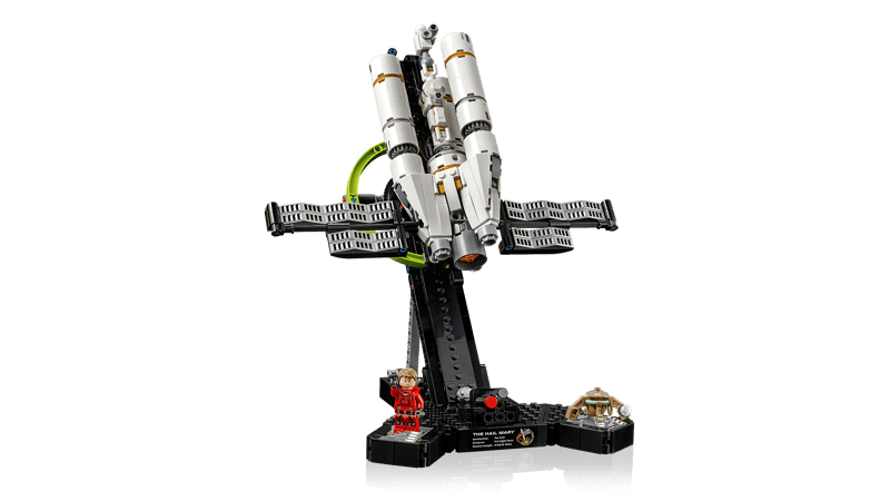 Close up of the buildable Rocky the Eridian alien figure included in the LEGO Project Hail Mary set