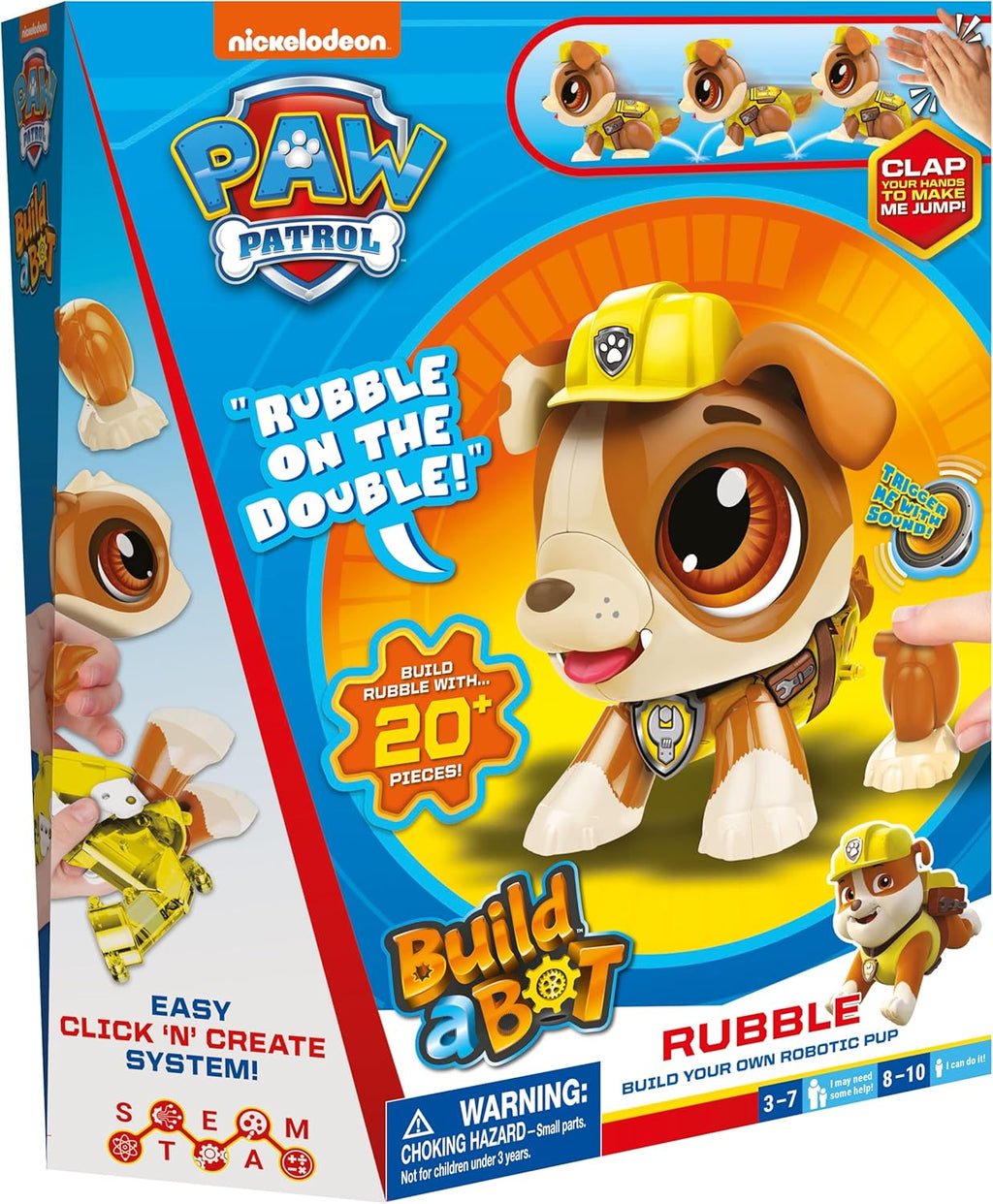 Goliath Build a Bot PAW Patrol Rubble motorized robot toy fully assembled view