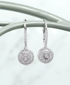Diamond Concentric Circle Leverback Drop Earrings - 1/4 ct. t.w. Round-Cut Natural Diamonds in Premium Sterling Silver, 1" Drop Length