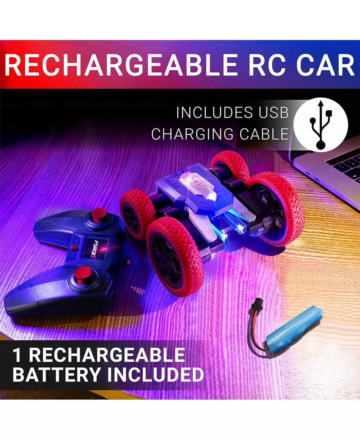 Force1 Tornado+ LED Remote Control Car for Kids