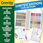 Sleek metallic lid view of the collectible Crayola limited edition 50 piece art supply storage tin