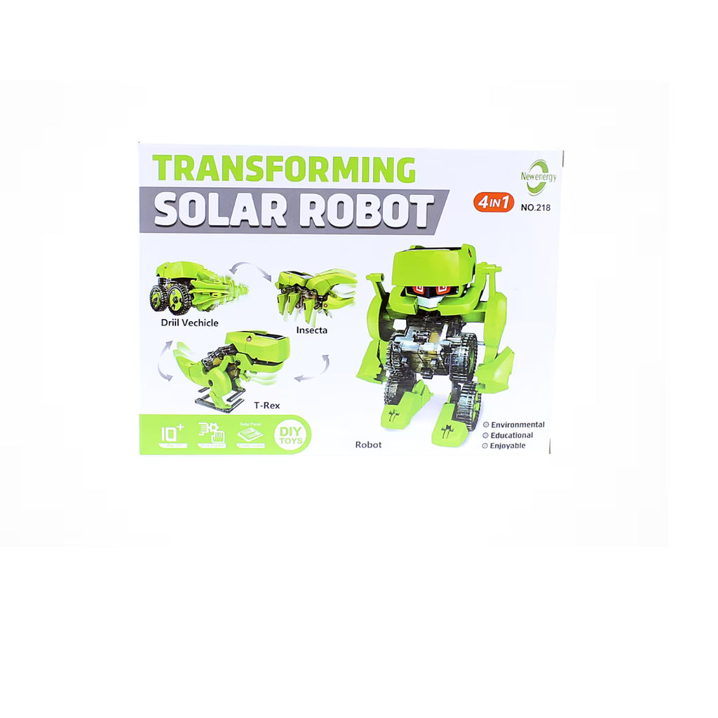 Official educational retail box packaging layout for the 4 in 1 solar dinosaur science kit