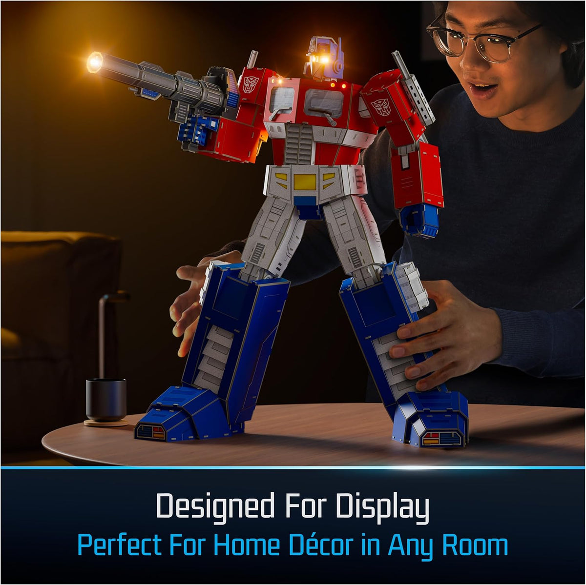 4D Build Transformers Optimus Prime Deluxe 3D Model Kit with LED Lights