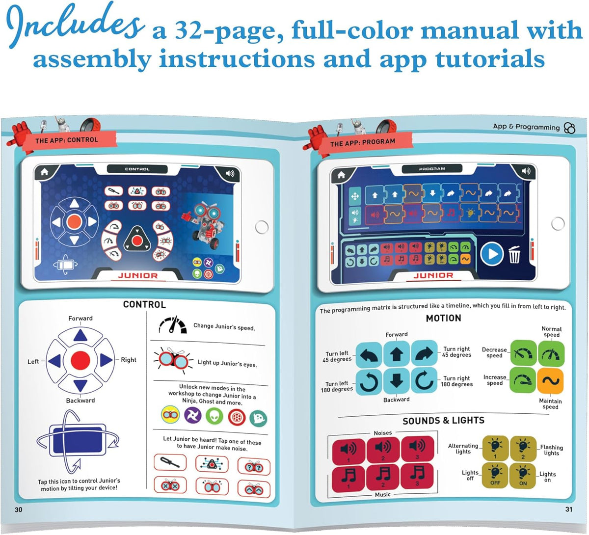Official white and blue retail box packaging for Thames and Kosmos Robotics Smart Machines Junior