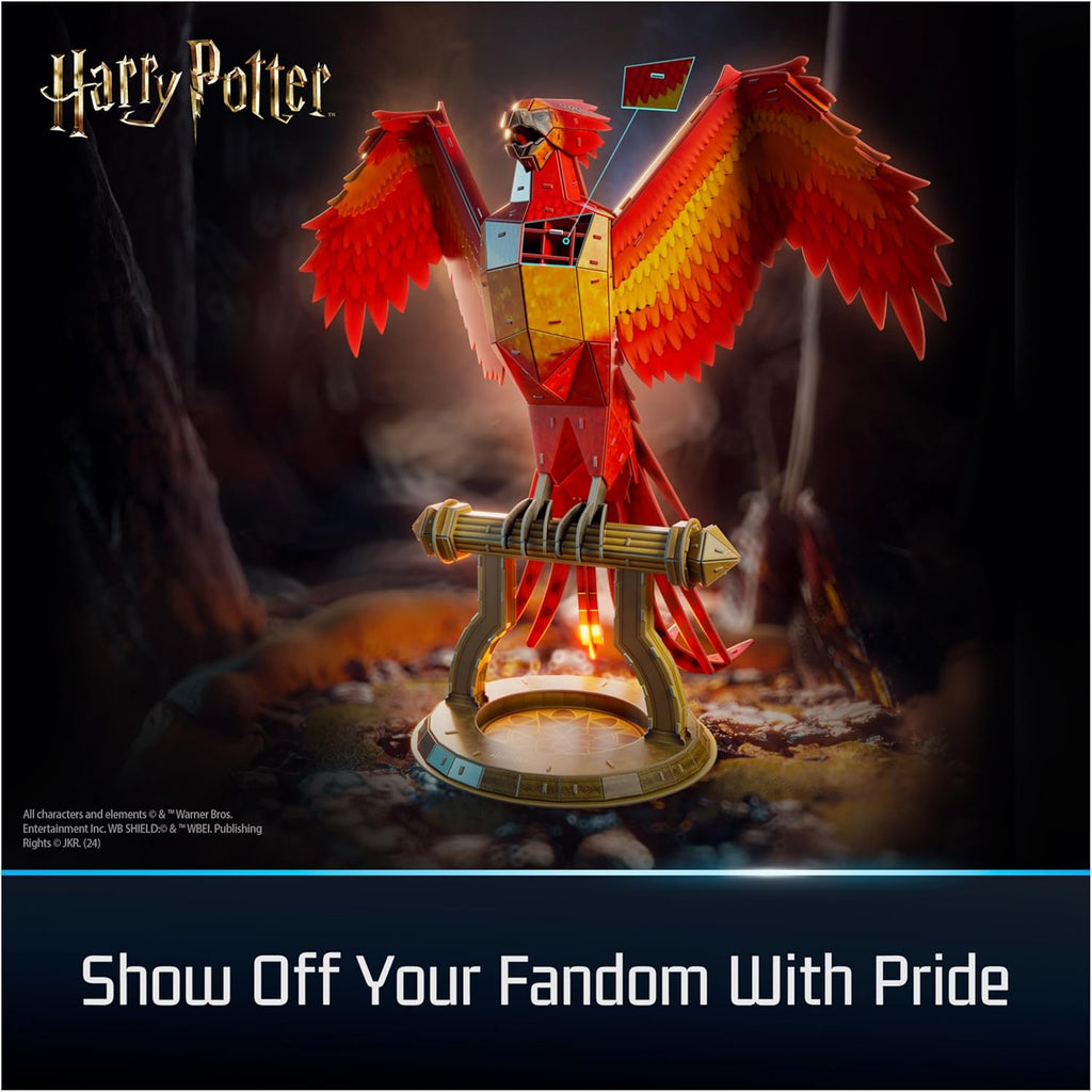 Close up of the fiery red feather textures on the 4D Build Harry Potter Fawkes 3D puzzle