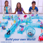 Butch the Zhu Zhu robotic shark toy swimming through transparent blue track tunnels