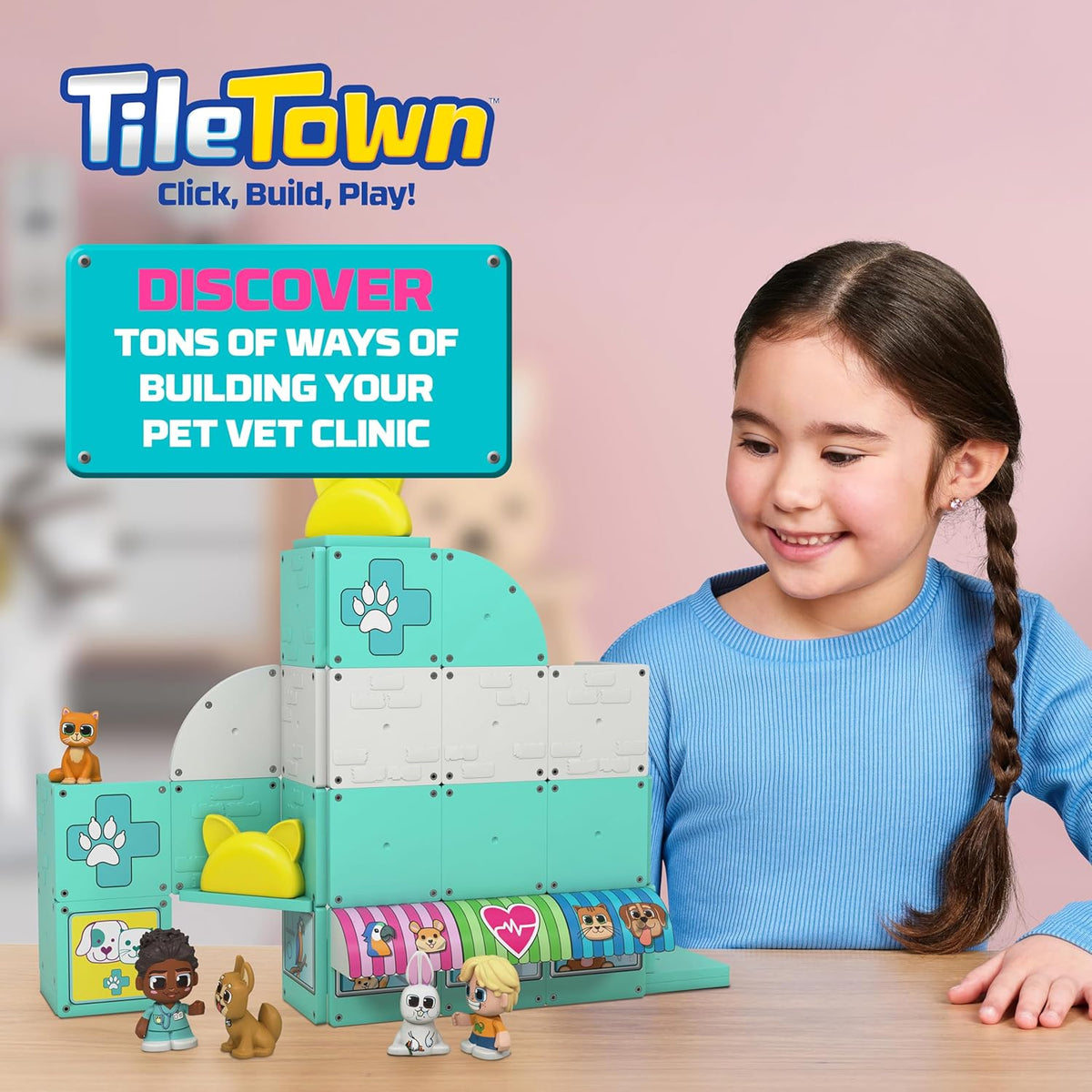 Official climate friendly paper packaging box for Spin Master Tile Town Pet Vet magnetic puzzle kit