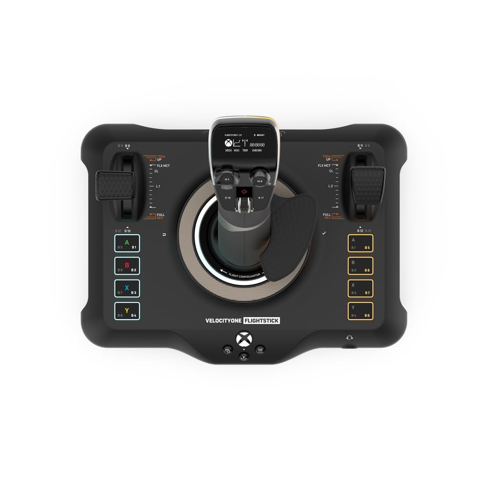 VelocityOne Flightstick Universal Simulation Controller - High-Precision Non-Contact Joystick with Integrated OLED Flight Display, Customizable Throttle, and RGB Lighting for Xbox Series X|S, Xbox One & PC