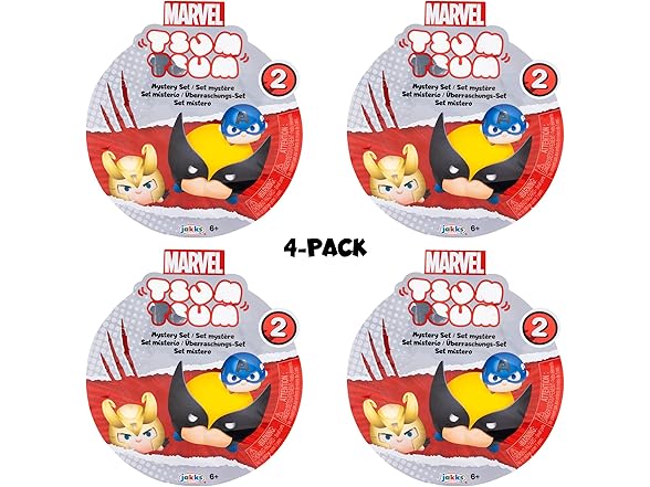 Demonstration of stacking three different sized Marvel Tsum Tsum mini figures on top of each other