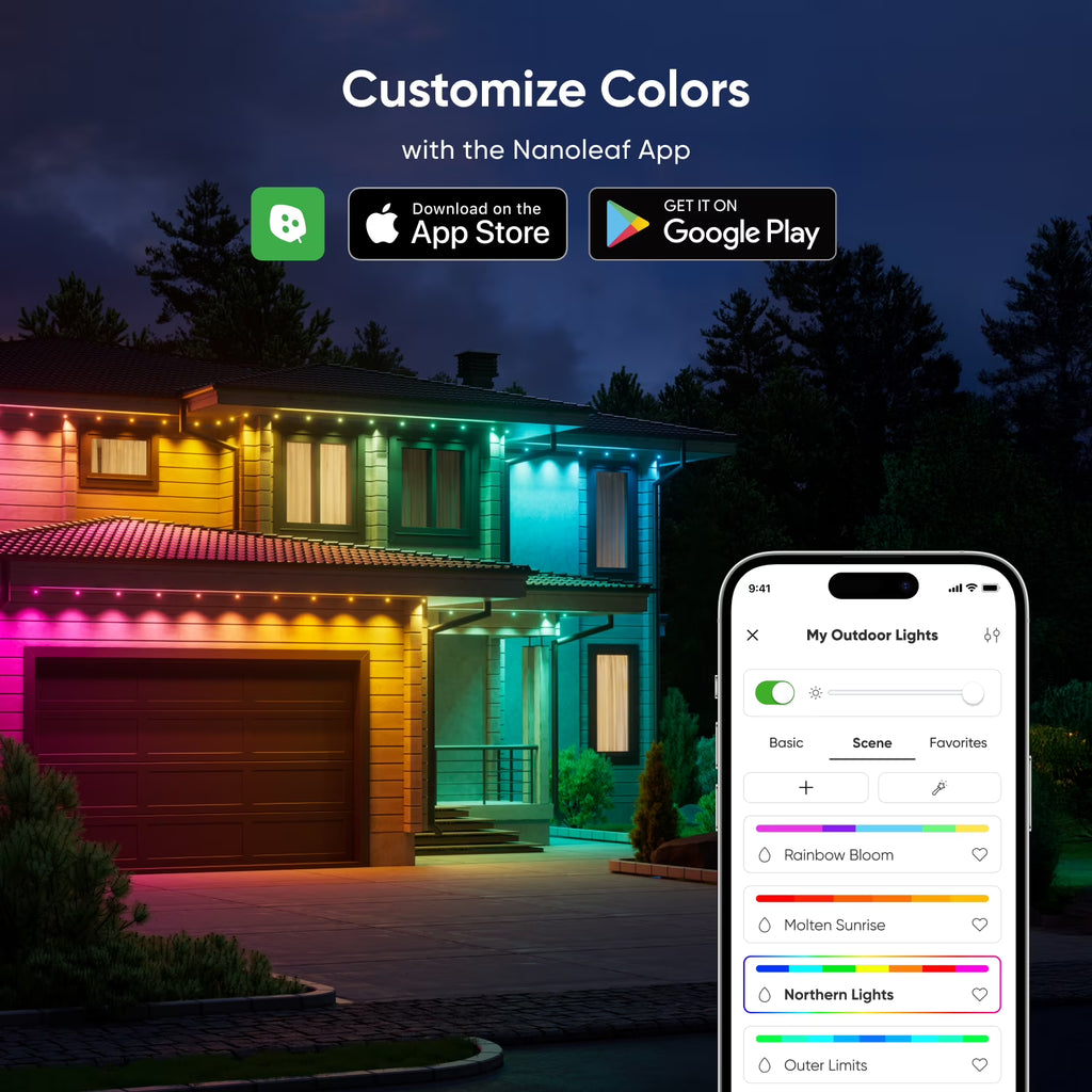 Nanoleaf Smart Matter Multicolor Permanent Outdoor Lights Expansion - 16.4ft (5m)