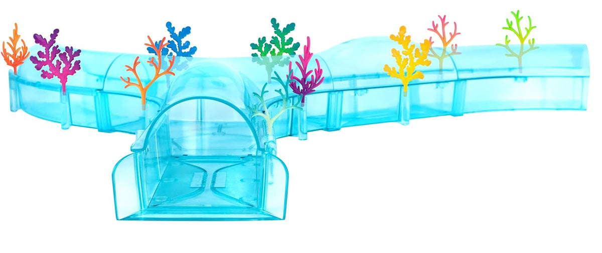 Zhu Zhu Aquarium Coral Reef Tunnel Playset with Butch the Motorized Robotic Shark - No-Water Interactive Ocean Track Toy Kit for Kids Ages 4+