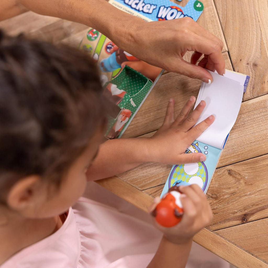 Melissa & Doug Sticker WOW! Fox Bundle - 500-Piece Refillable Sticker Stamper and Activity Pad Set with Pepper the Fox for Kids Ages 3+