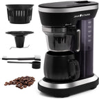 JAVASTARR 2 in 1 coffee maker with built in grinder BH9008G compact black machine front view