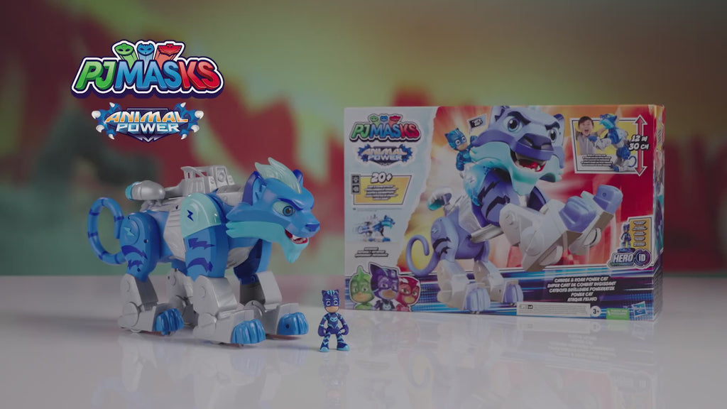 Hasbro PJ Masks Animal Power Charge and Roar Power Cat - Motorized Interactive Toy with 20+ Lights and Sounds, Hero ID Technology and Catboy Action Figure